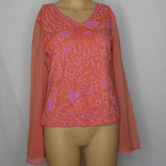 Label Ritu Kumar Floral Embroidered Anthro Blouse - Picture 1 of 4